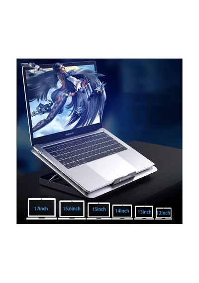 Luve Store Alüminyum Notebook Soğutucu Fanlı 7 Kademeli Laptop Standı 12-17 İnç Çift Usb