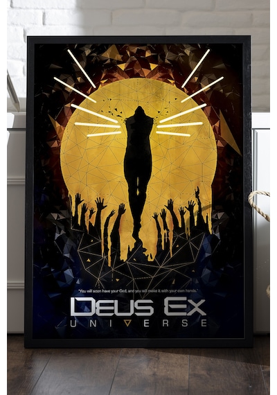 Deus Ex Universe Siyah Ahşap Çerçeveli Poster, Dekoratif Oyun Duvar Tablosu