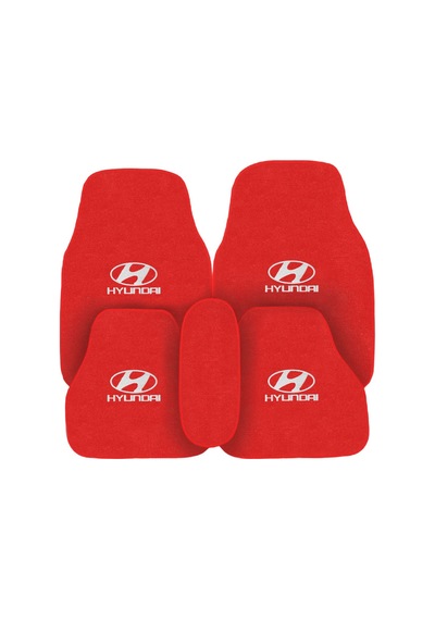 Hyundai Nakışlı 5 Parça Oto Halı Paspas Dijital Baskılı Kırmızı Oto Yastık & Emniyet Kemer Pedi