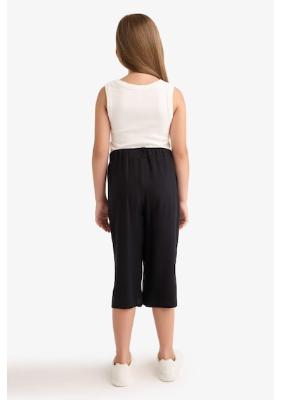 DeFacto Kız Çocuk Culotte Geniş Paça Viskon Kapri T3877A625SMBK27 Siyah