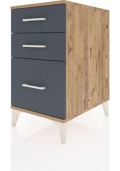 Kronos Komodin 3 Çekmeceli 44x59x80 Çam-antrasit Atlas Çam