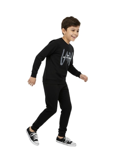 Baglan Erkek Çocuk Önü Arkası Baskılı Sweatshirt Bgl-st05242 Siyah