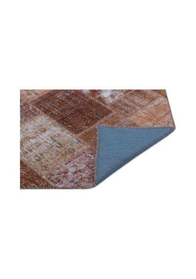 El Dokuması Patchwork Vintage Yün-pamuk Kahve Halı 22240 120 X 180 Cm Kahverengi