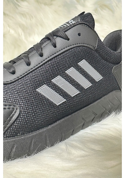 Günlük Erkek Sneaker Fileli Bağcıklı Rahat Esnek Dikiş Detaylı Yürüyüş Spor Ayakkabı 1453 Siyah-füme