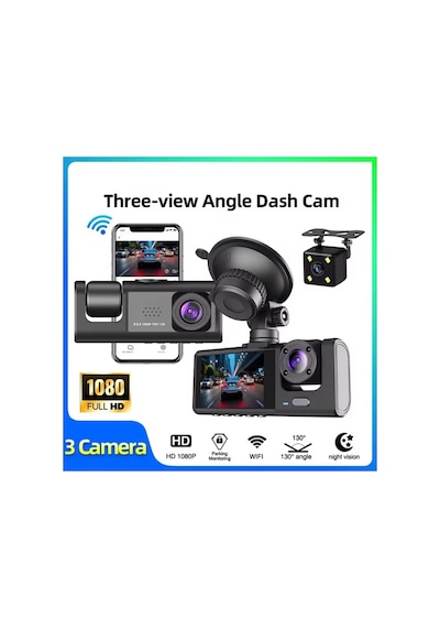 Wifi Li 3 Kameralı Araç İçi Kamera Kayıt Cihazı 3 Lens Cardvr Dash Cam Ön İç Ve Geri Görüş Kamerası