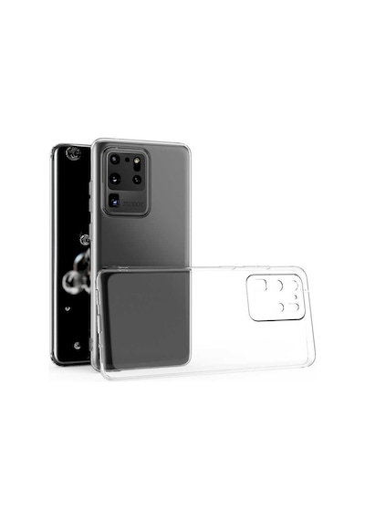 Samsung Galaxy Uyumlu S20 Ultra Kılıf Kamera Korumalı Süper Silikon Şeffaf Kapak