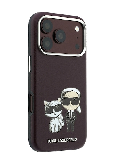Apple Uyumlu iPhone 18 Pro Kılıf Karl Lagerfeld Lisanslı M-safe Şarj Özellikli K&c Bodies Sketch Pu Kapak Bordo