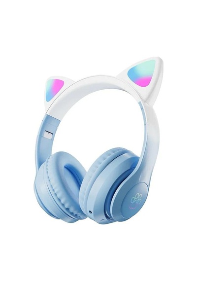 Kulak Üstü Bluetooh Kulaklık Rgb Işıklı Katlanabilir Aux Kablolu Stero Oyun Ve Müzik Kulaklığı Mavi - 605390252