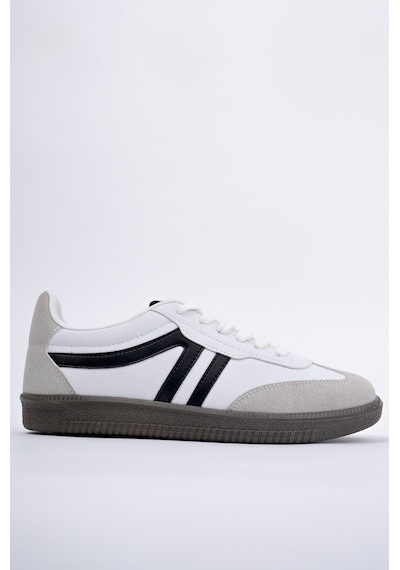 Muggo Garcia Garantili Unisex Ortopedik Günlük Bağcıklı Yürüyüş Koşu Sneaker Spor Ayakkabı Beyaz - Siyah