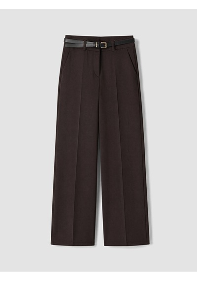 Lcwaıkıkı Classic Kahverengi Kemerli Geniş Paça Kadın Pantolon