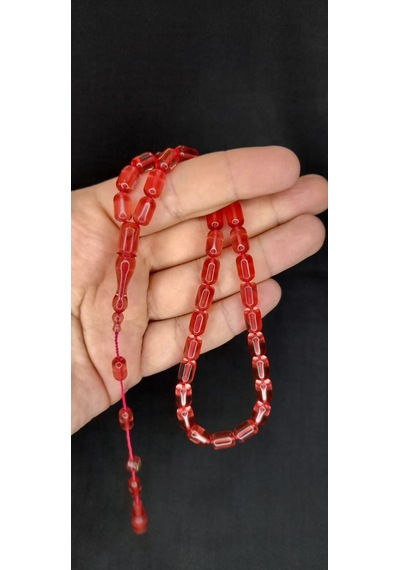 Ateş Kehribar Turuncu Renk Tesbih Kapsül Kesim 6x10mm T-381