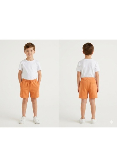 United Colors Of Benetton Benetton Erkek Çocuk Yanları Cepli Bermuda Şort Turuncu