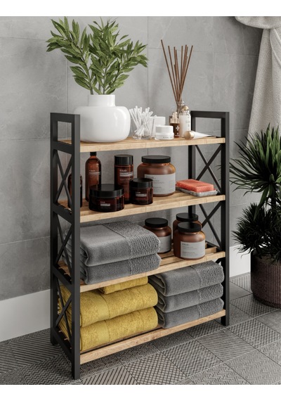 Dekoratif Banyo Rafı Havluluk Peçetelik 4 Katlı Organıser Çok Amaçlı Çok Renkli