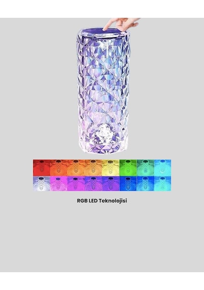 Kristal Rgb Led Masa Lambası - Renkli Kumandalı Işık Dekoratif Ve Enerji Tasarruflu