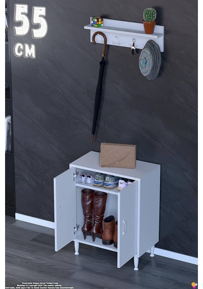 Aura Portmanto Vestiyer Ayakkabılık 1 Raf 2 Bölme 3 Kancalı Askılı Dar Alan Çok Amaçlı Dolap 55 Cm Aura Portmanto Vestiyer Ayakkabılık 1 Raf 2 Bölme 3 Kancalı Askılı Dar Alan Çok Amaçlı Dolap 55 Cm