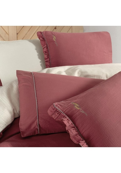 Sarev Kenyon Pembe Tek Kişilik %100 Pamuk Mood Comfort Müslin Nevresim Takımı Pembe