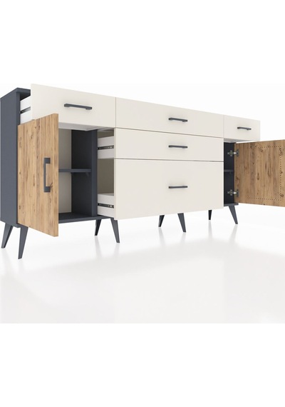 Arges Konsol 2 Raflı 5 Çekmeceli 2 Kapaklı 176x30x83 Antrasit-çam/aytaşı Çam/aytaşı Arges Konsol 2 Raflı 5 Çekmeceli 2 Kapaklı 176x30x83 Antrasit-çam/aytaşı Çam/aytaşı
