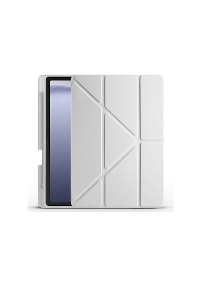 Galaxy Tab A9 Kılıf Uyumlu Zore Tri Folding Kalem Bölmeli Standlı Kılıf-gri Tablet Kılıfı