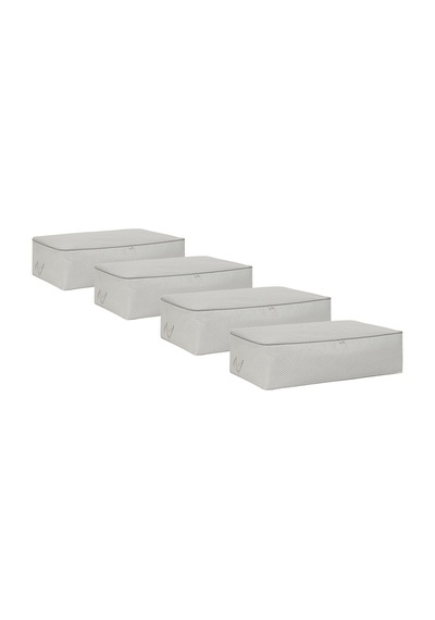 Ocean Home Textile 4'lü Mega Boy Gri Balıksırtı Baza Altı Hurç Set 74 X 46 X 22 Cm Gri