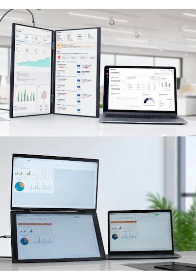 Vesamax Mobil Katlanıp Taşınılabilir İkili Harici Monitör 15.6" 1