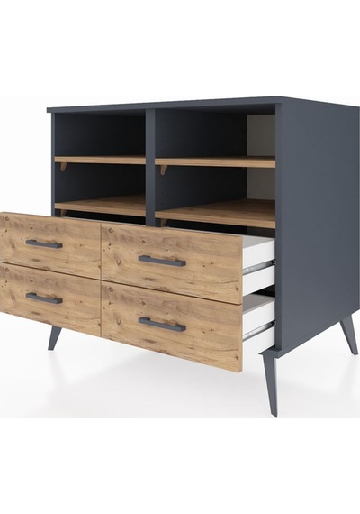Kronos Şifonyer 4 Raflı 4 Çekmeceli 88x59x80 Antrasit-çam Çam Kronos Şifonyer 4 Raflı 4 Çekmeceli 88x59x80 Antrasit-çam Çam
