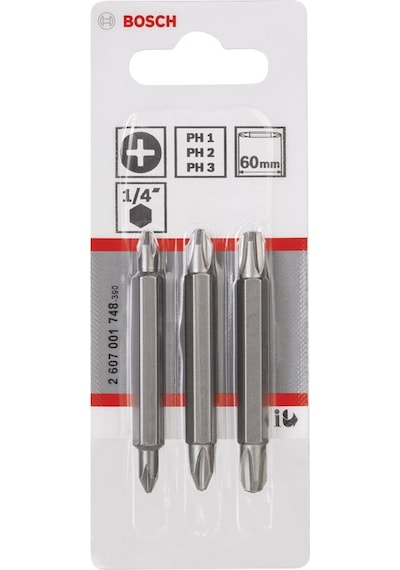 Bosch - Çift Taraflı Vidalama Ucu Ph1-2-3 60 Mm 3'Lü Bosch - Çift Taraflı Vidalama Ucu Ph1-2-3 60 Mm 3'Lü