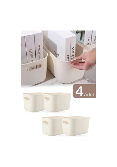 4'lü Organizer Kutu Seti - 4 Lt Çok Amaçlı Düzenleyici - Dekoratif Saklama Kutusu Plastik 24 X 18 Be Diğer