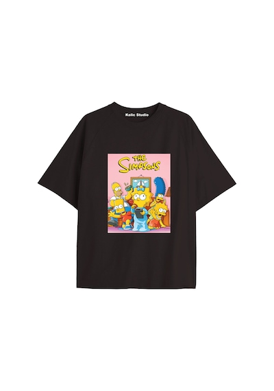Kalic Studio Y2k Vintage Simpson Baskılı Siyah T-shirt Kod 283 Siyah-283