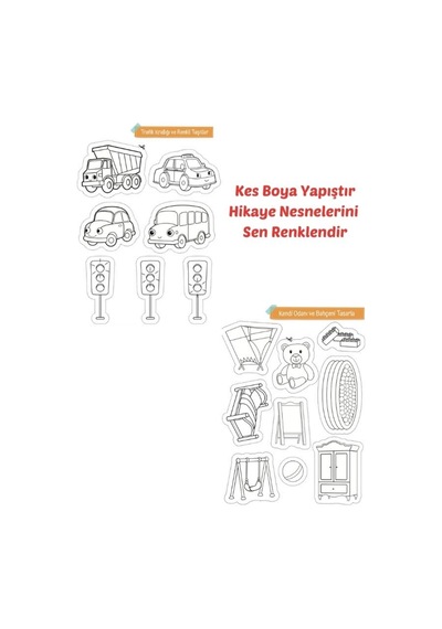 Kes Boya Yapıştır Hikayeyi Sen Renklendir- Tuk - Kes Yapıştır Etkinlik Kitabı