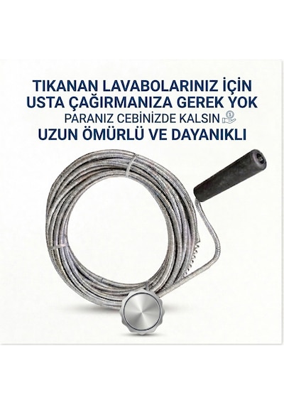 Kl Home Gider Açma Kiti - 3 Metre Metal Lavabo Açma Teli Ve Beybi Temizlik Eldiveni Açık Gri