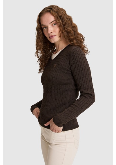 U.S. Polo Assn. Kadın Koyu Kahverengi Basic Kazak 50327575 Vr084