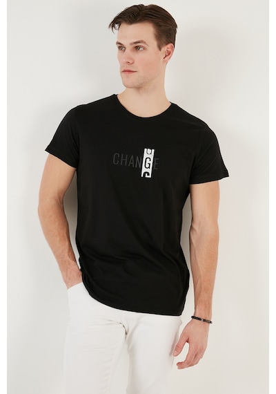 Buratti Pamuklu Slim Fit Bisiklet Yaka Erkek T Shirt 541Change24 Siyah