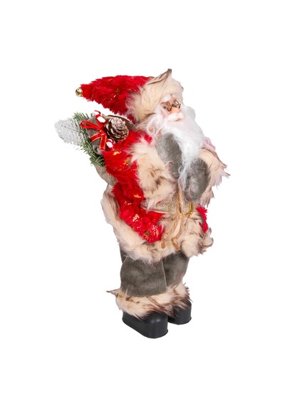 Yılbaşı Noel Baba Gold Hediye Çuvallı Yeşil Pantalonlu Fenerli Kırmızı-yeşil 30 Cm.