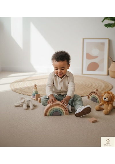 Minibohe Erkek Bebek & Çocuk Çizgili Pantolon Stone Açık Haki