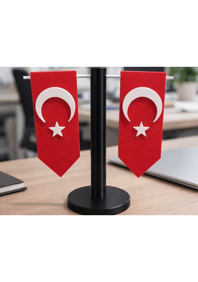 Bezos Masaüstü Standlı Türk Bayrağı Dekoru Ofis Ve Masa Süsü Pro Çok Renkli