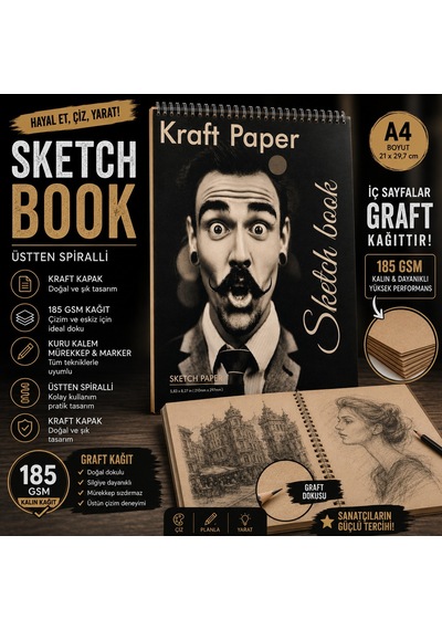Çizim Defteri Sketchbook Kraftbook,eskiz Kraft