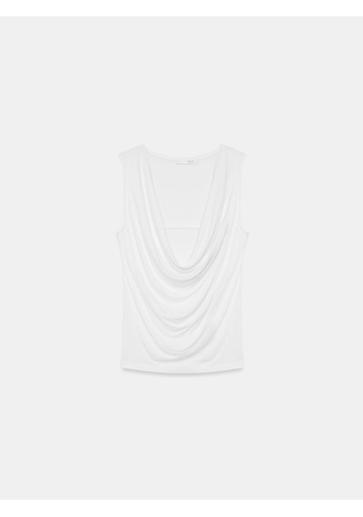 Dilvin 32895 Degaje Yaka Top-beyaz