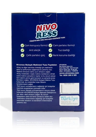 Nivoress Fosfatsız k Bulaşık Makinesi Tuzu 2 Kg