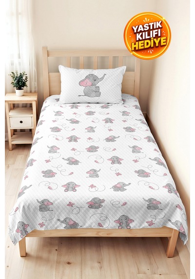 Evimde Bambaşka Fil Bebek Kız Çocuk Pike Takımı - Sevimli Minimal Gri Pembe Bebek Odası Yatak Örtüsü - 160x220 CM Evimde Bambaşka Fil Bebek Kız Çocuk Pike Takımı - Sevimli Minimal Gri Pembe Bebek Odası Yatak Örtüsü - 160x220 CM