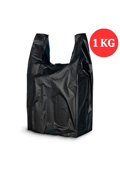 Kalın Siyah Poşet 30x60 Cm Büyük Boy 1 Kg Hışır Atlet Poşet Market Manav Poşeti Çöp Poşeti