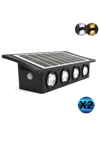 Panther Solar 8 Ledli Çift Yönlü Dekoratif Duvar Apliği Çift Renkli 2 Adet