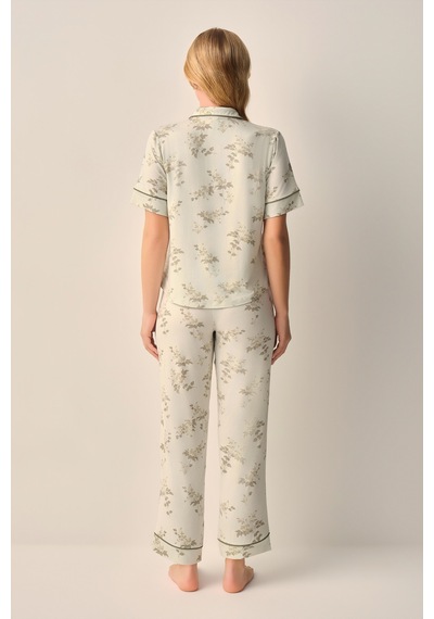 Suwen Stella Gömlek Yaka Pijama Takımı Sh26603660b1194 Yeşil