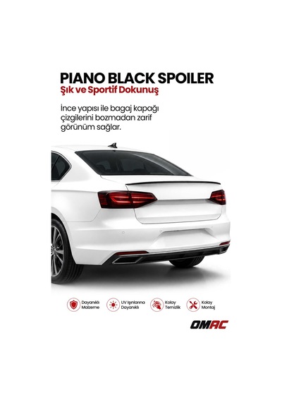Opel Astra J 2010-2015 Arası Uyumlu Araca Özel Bagaj Spoileri Piano Siyah 1 Parça