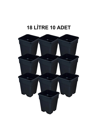 Grow Wizard Plastik Kare Saksı 18 Litre 10 Adet