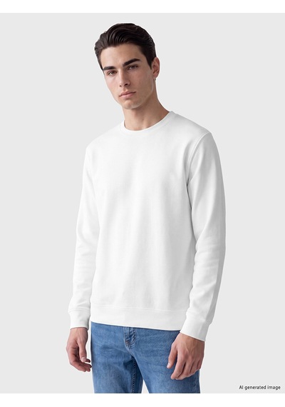 Lcwaıkıkı Classic Beyaz Bisiklet Yaka Erkek Sweatshirt
