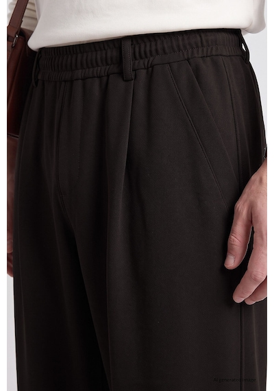 TOMMYLIFE Kahverengi Rahat Form Erkek Palazzo Pantolon - 82199