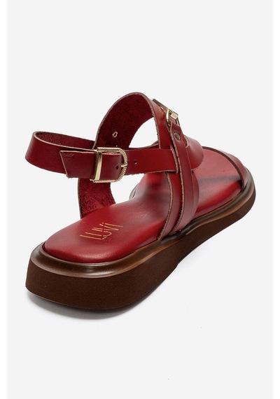 Luvi Shoes Fabıana Kırmızı Hakiki Deri Tokalı Kadın Parmak Arası Sandalet
