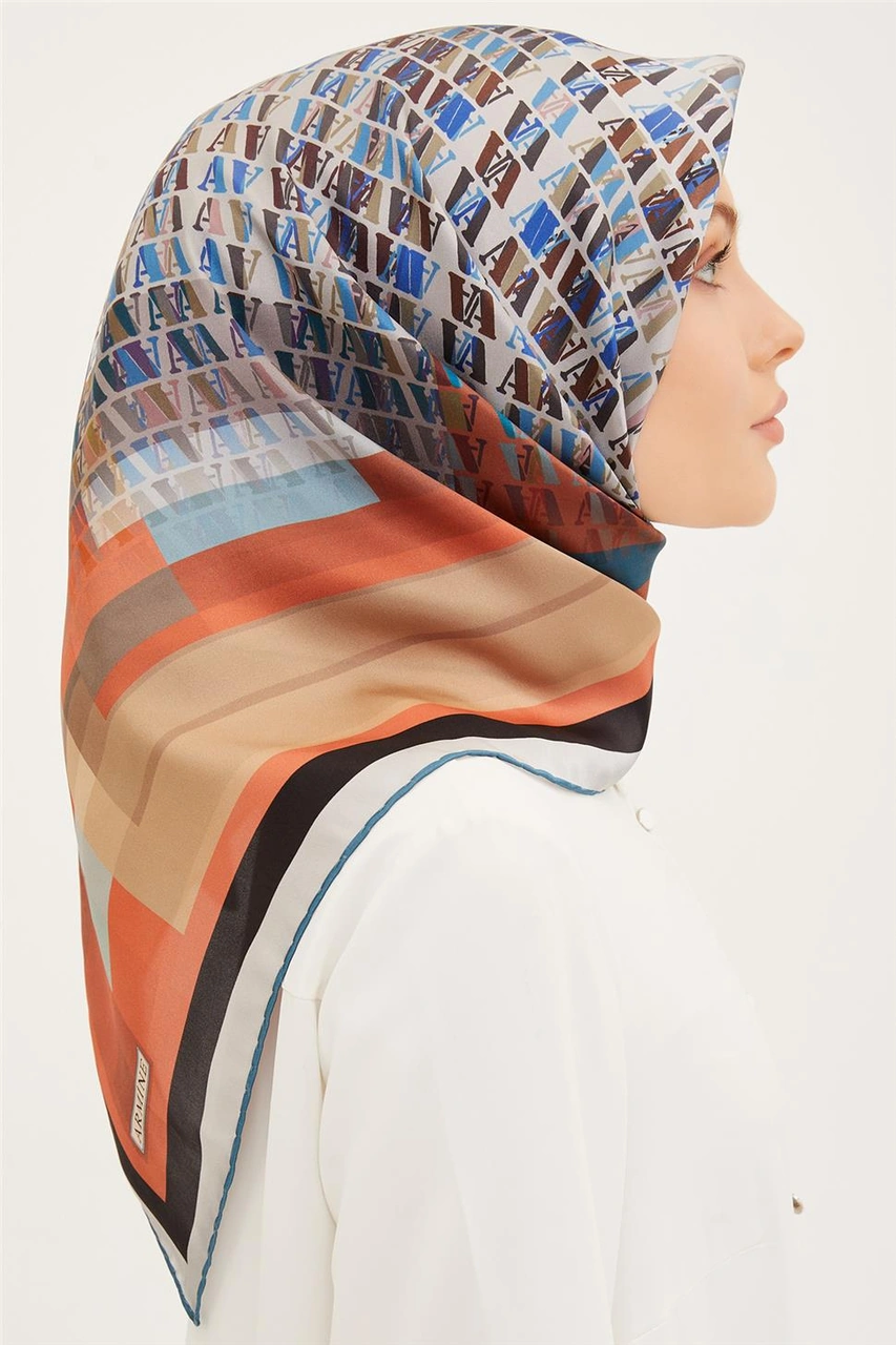 Armine Twill İpek Eşarp 23ya8934 33 Turuncu