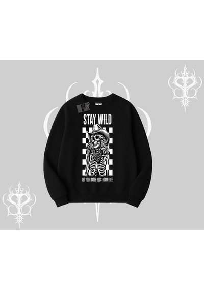 Startmore Biskilet Sweatshirt Stay Wild Rock Spirit Urban Riot Siyah
