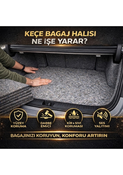Keçecimemett Oto Bagaj Keçe Halı Ses Azaltıcı Darbe Emici Kaymaz Zemin Koruma 2 Cm Kalınlık Çok Renkli